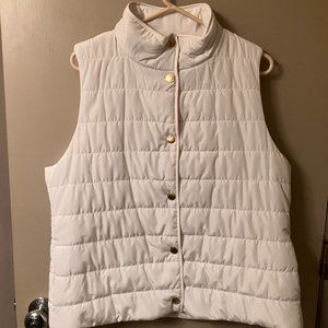 Michael Kors White Snap Button Puffer Vest Women's Size Large